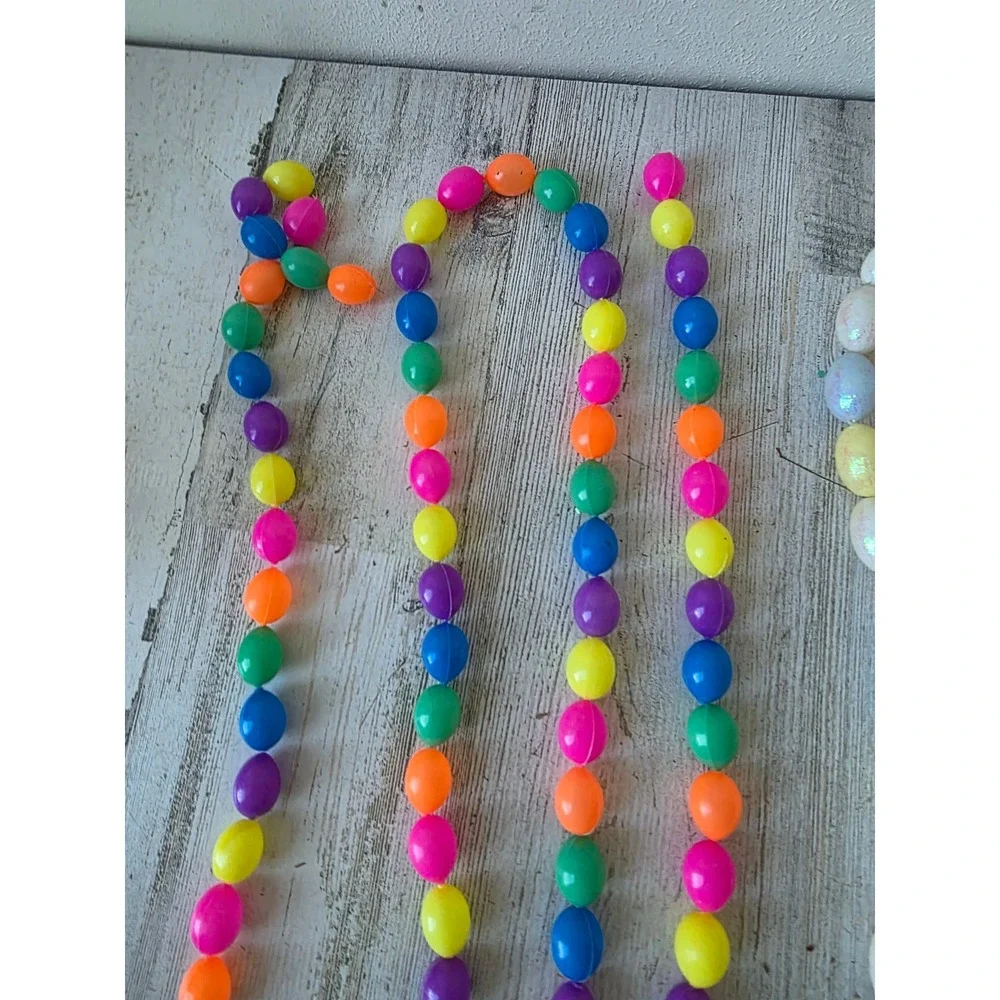 Vintage glitter rainbow Easter jelly eggs Garland blow mold spring tree decor